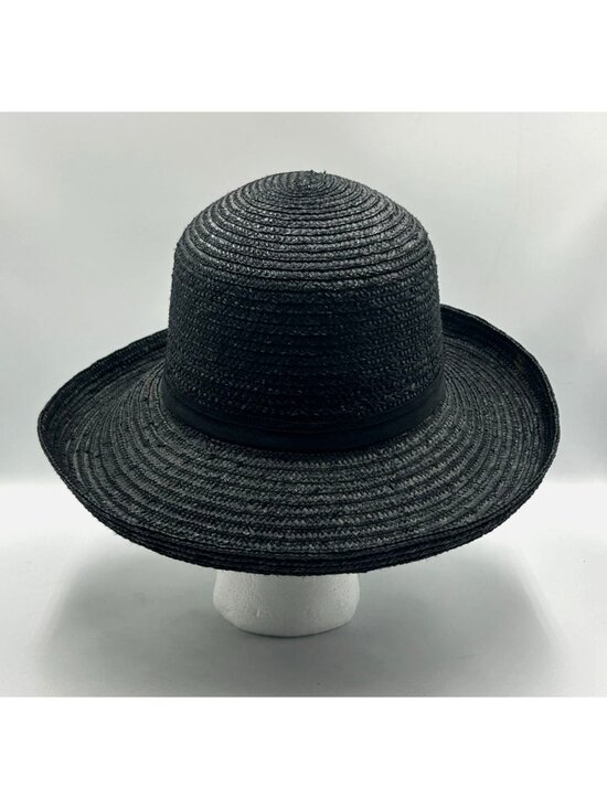 NWT Betmar Women\'s Black Woven 100% Straw Wide-Brimmed Lightweight Sun Hat 3476 main image 4